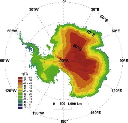 antarctica temperature range